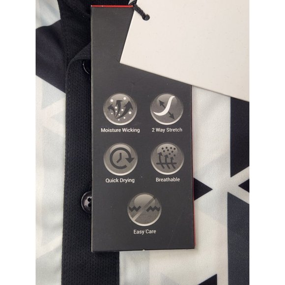 Savalino Mens Bowling Black Size S - 3XL Aron Geometric Polo Golf Shirt UV30+ - Picture 5 of 10